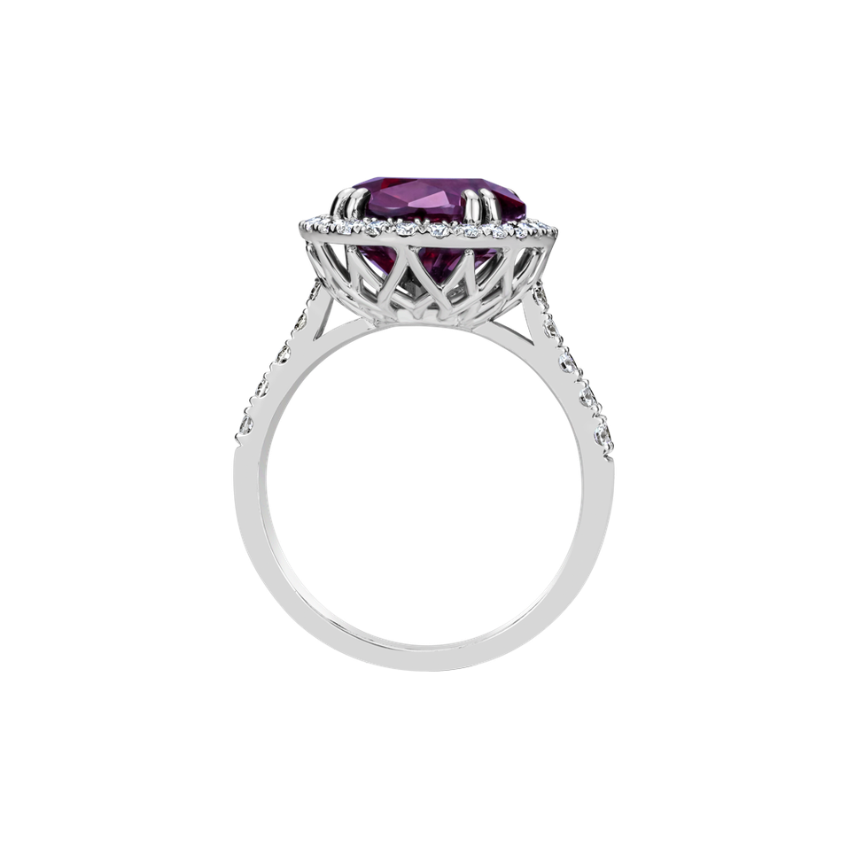 Prsten s diamanty a rhodolitem Sigrid