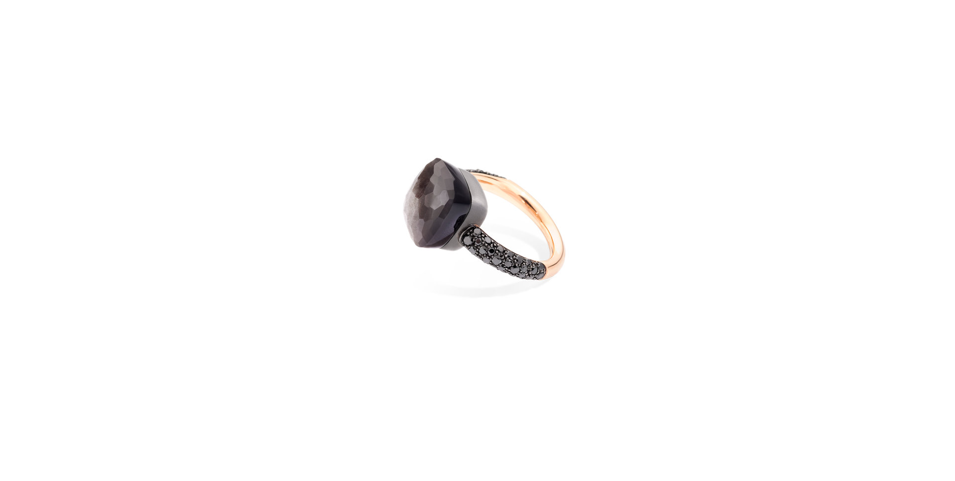 Prsten s diamanty a obsidiánem Nudo Maxi Ring