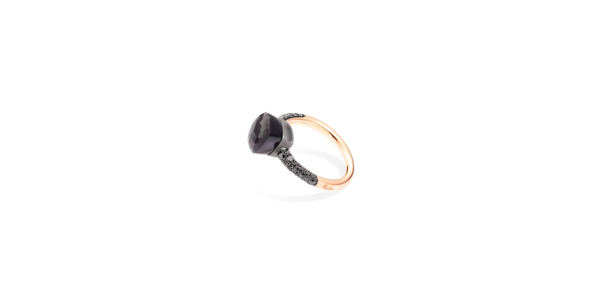 Prsten s diamanty a obsidianem Nudo Petit Ring