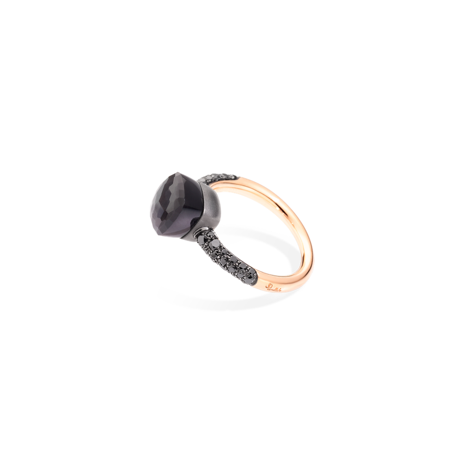 Prsten s diamanty a obsidianem Nudo Petit Ring
