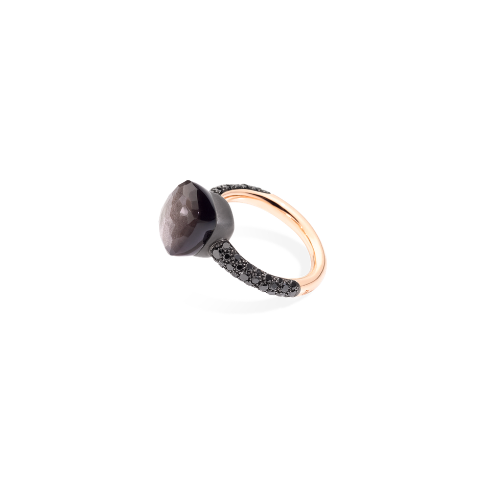 Prsten s titanem, diamanty a obsidianem Nudo Classic Ring