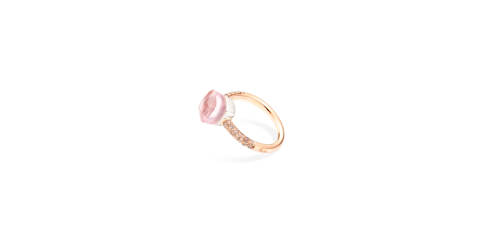 Prsten s diamanty, růženínem a chalcedonem Nudo Petit Ring