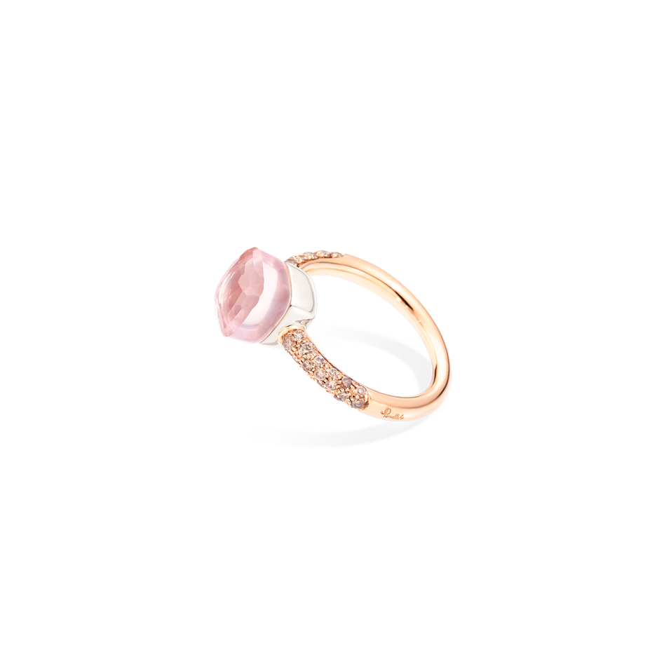 Prsten s diamanty, růženínem a chalcedonem Nudo Petit Ring