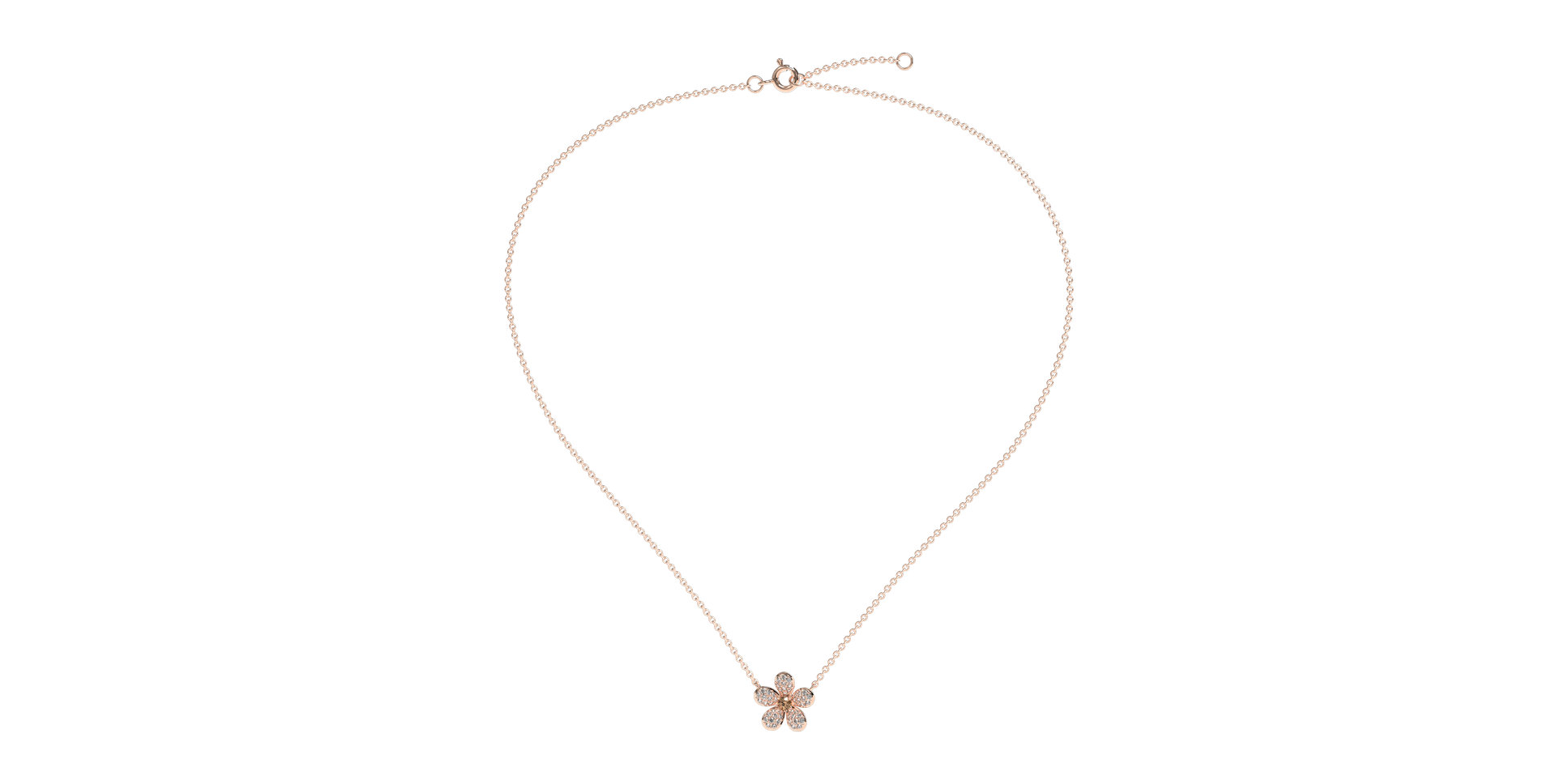 Náhrdelník s hnědými a bílými diamanty Flower