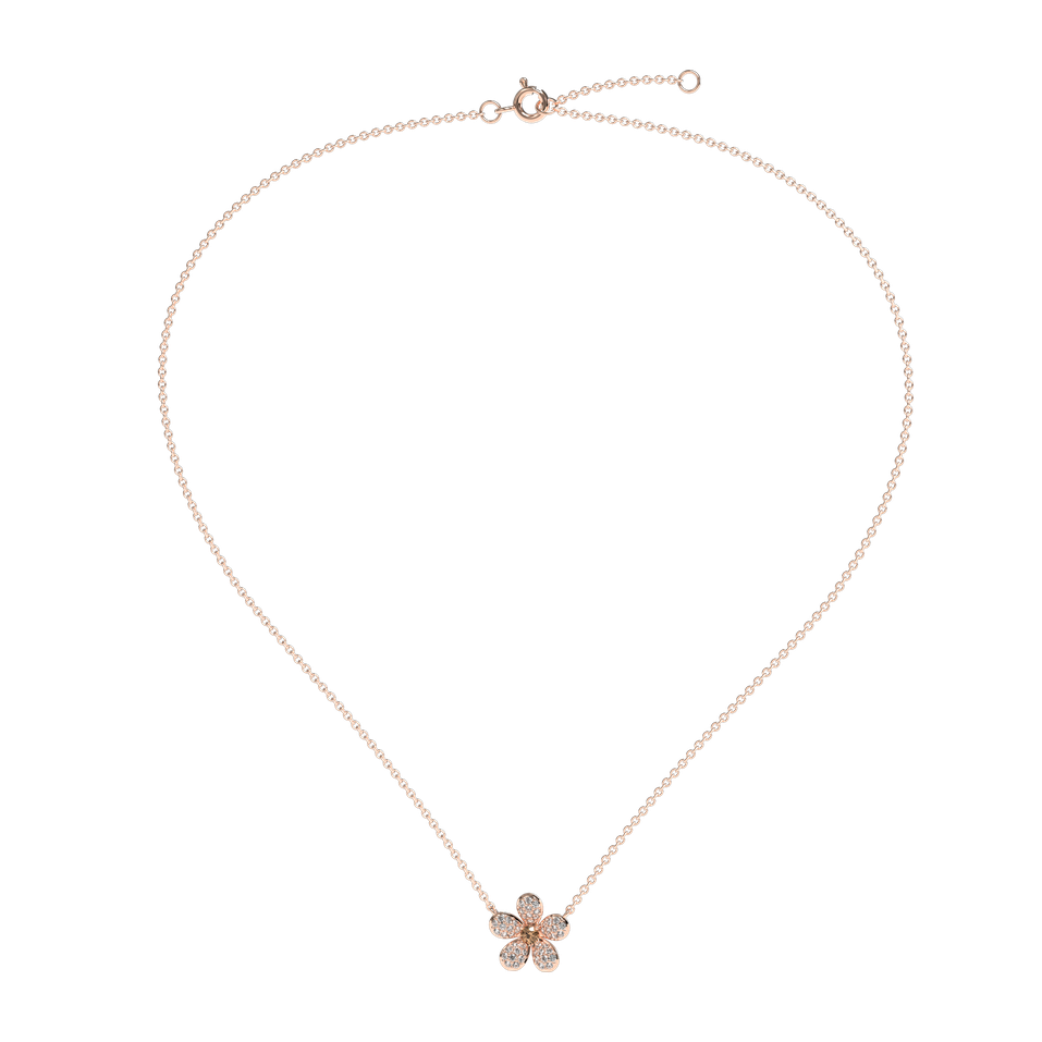 Náhrdelník s hnědými a bílými diamanty Flower