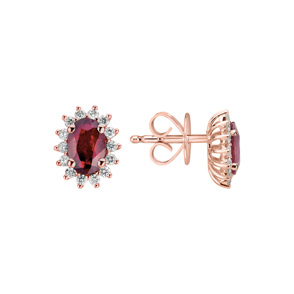 Náušnice s diamanty a rubínem Princess