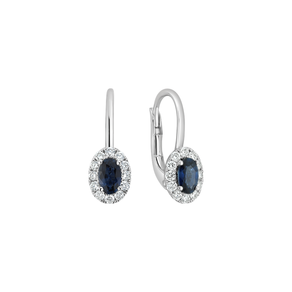 Náušnice s diamanty a safírem Princess