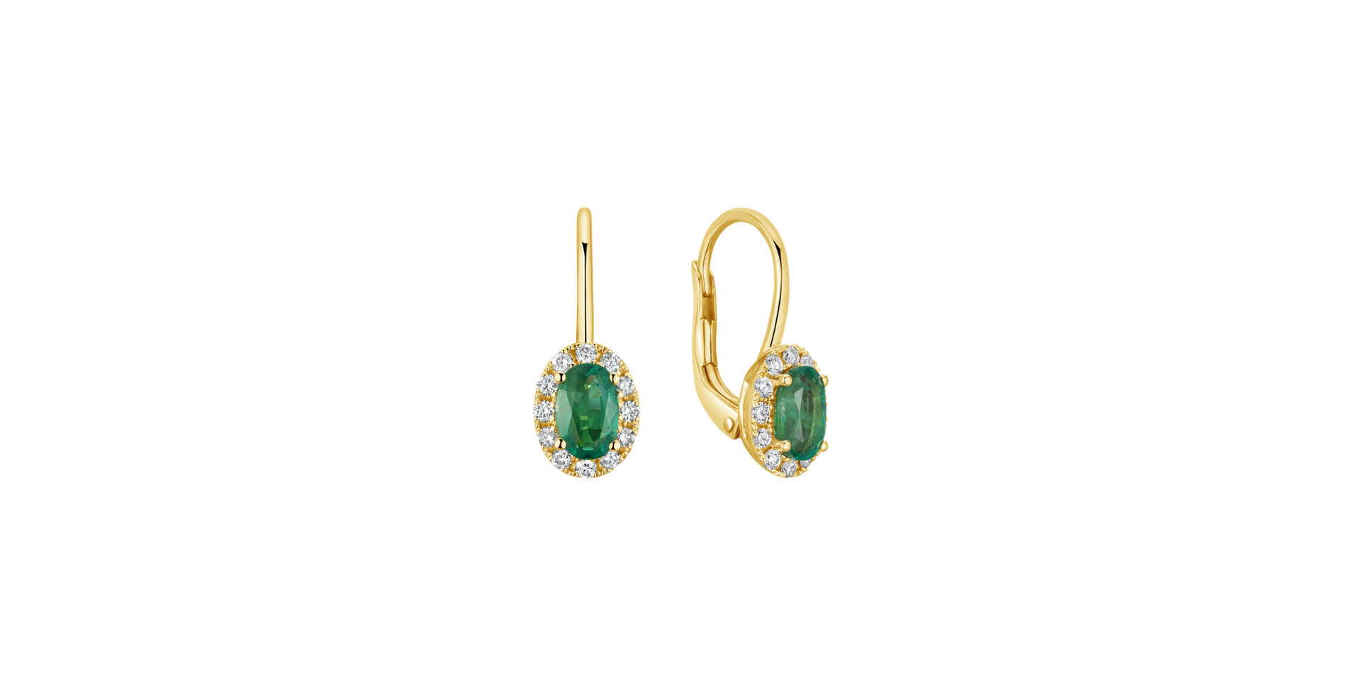 Náušnice s diamanty a smaragdem Princess