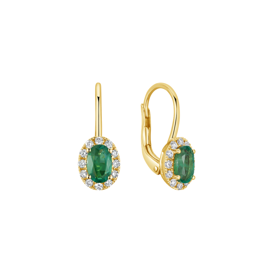 Náušnice s diamanty a smaragdem Princess