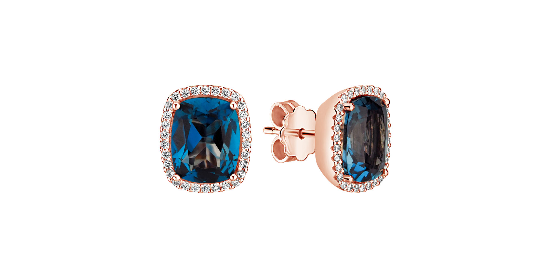 Náušnice s diamanty a topazem Rosette