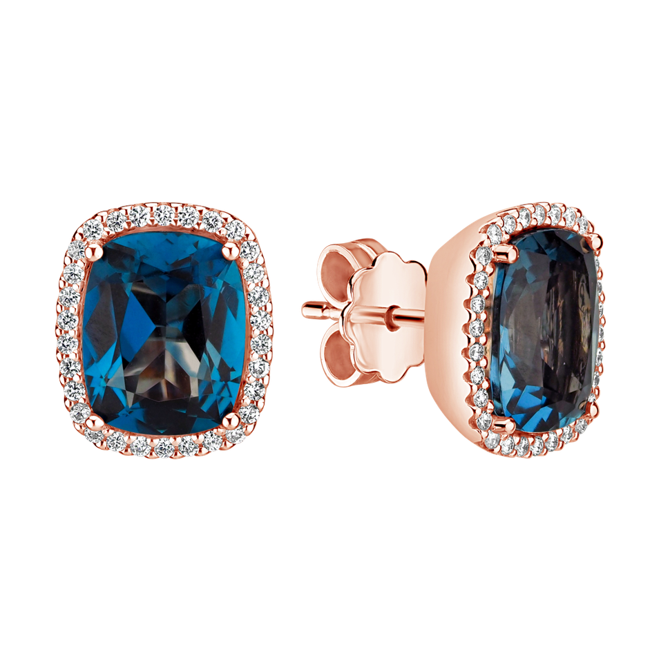 Náušnice s diamanty a topazem Rosette