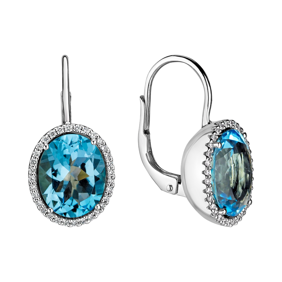 Náušnice s diamanty a topazem Séréna