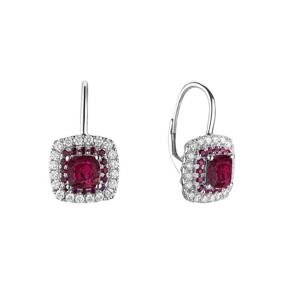 Náušnice s rubínem a diamanty Sparkling Rise