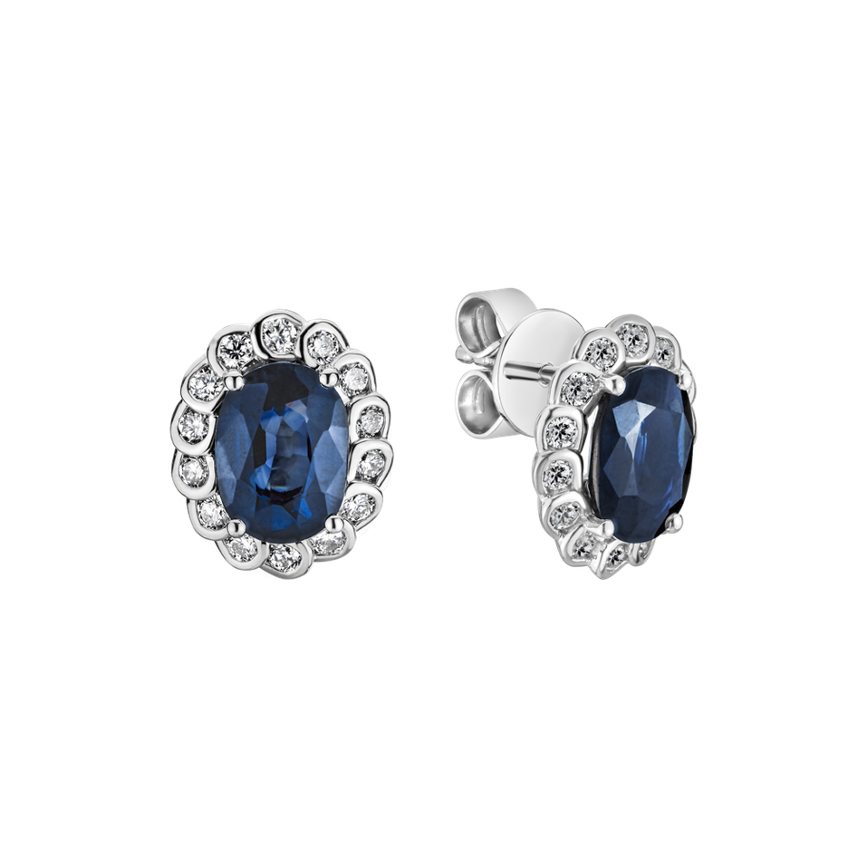 Náušnice s diamanty a safírem Glamour Princess
