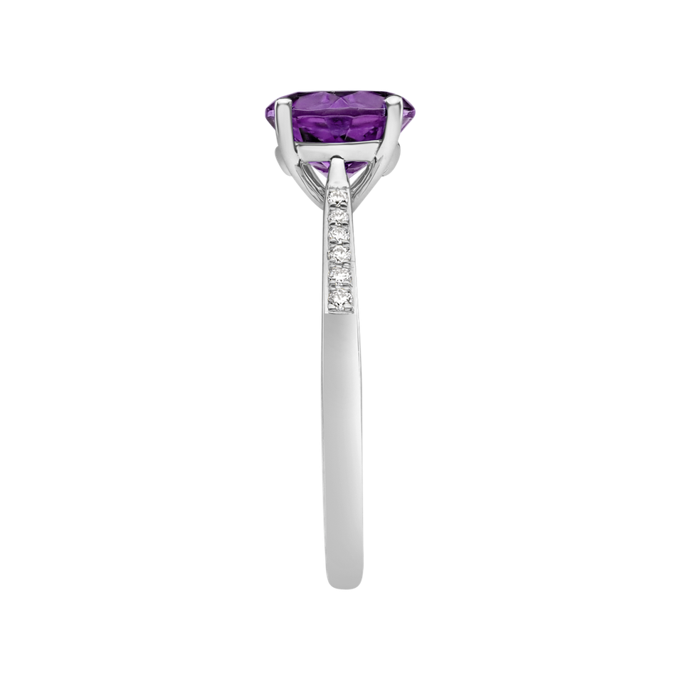 Prsten s diamanty a ametystem brazil Bonbon