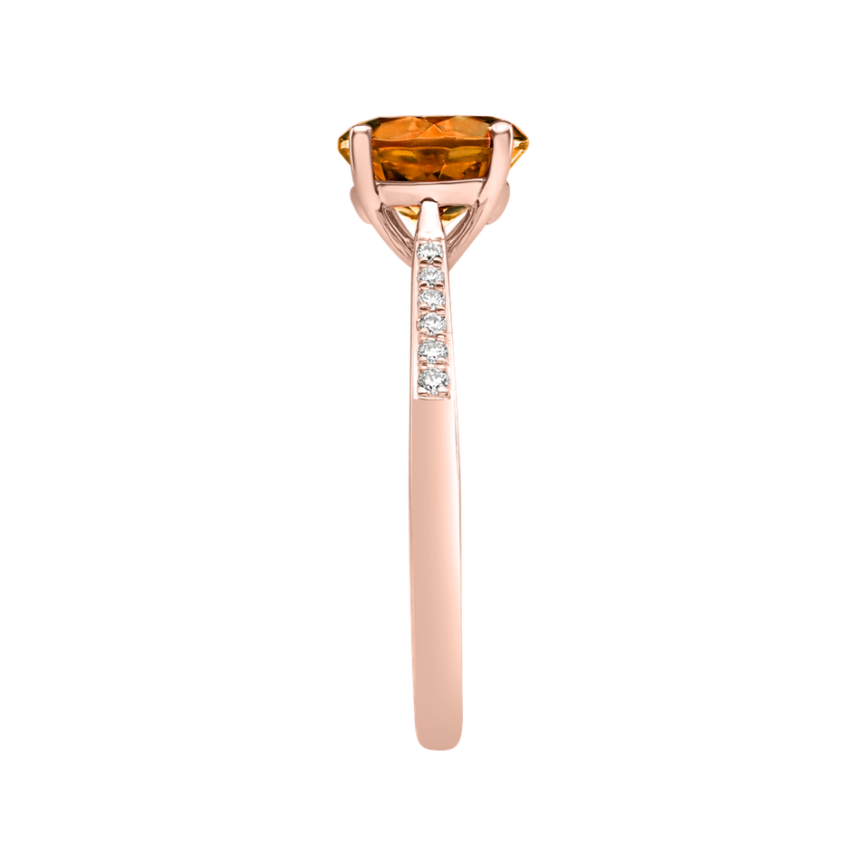 Prsten s diamanty a citrínem madeira Bonbon