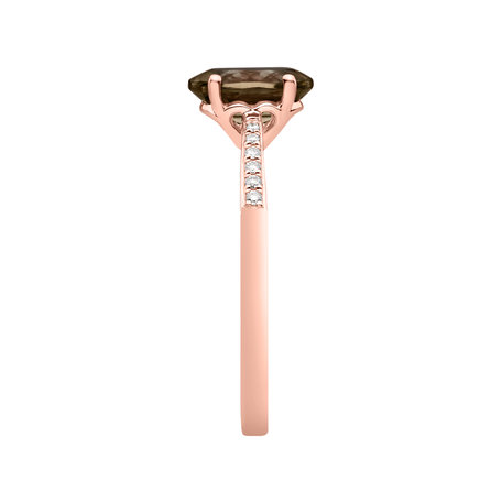 Prsten s diamanty a smoky quartzem Bonbon
