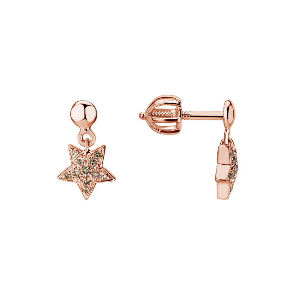 Náušnice s hnědými diamanty Amazing Night