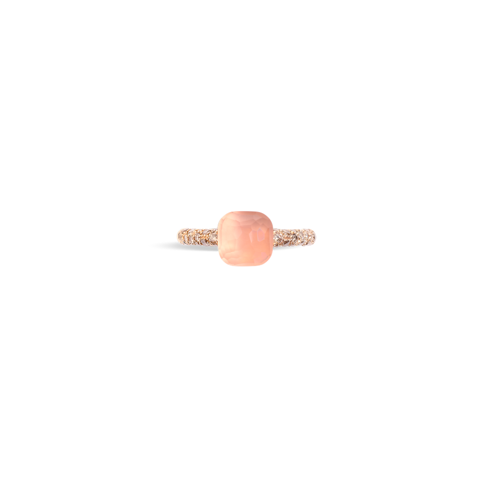 Prsten s diamanty, růženínem a chalcedonem Nudo Petit Ring