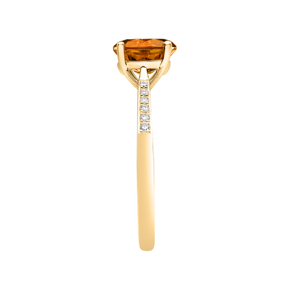 Prsten s diamanty a citrínem madeira Bonbon