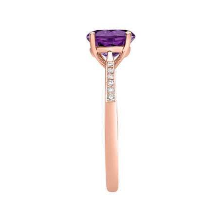 Prsten s diamanty a ametystem brazil Bonbon