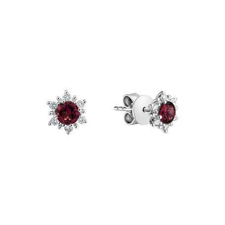 Náušnice s rhodolitem a diamanty Fancy Fairytale