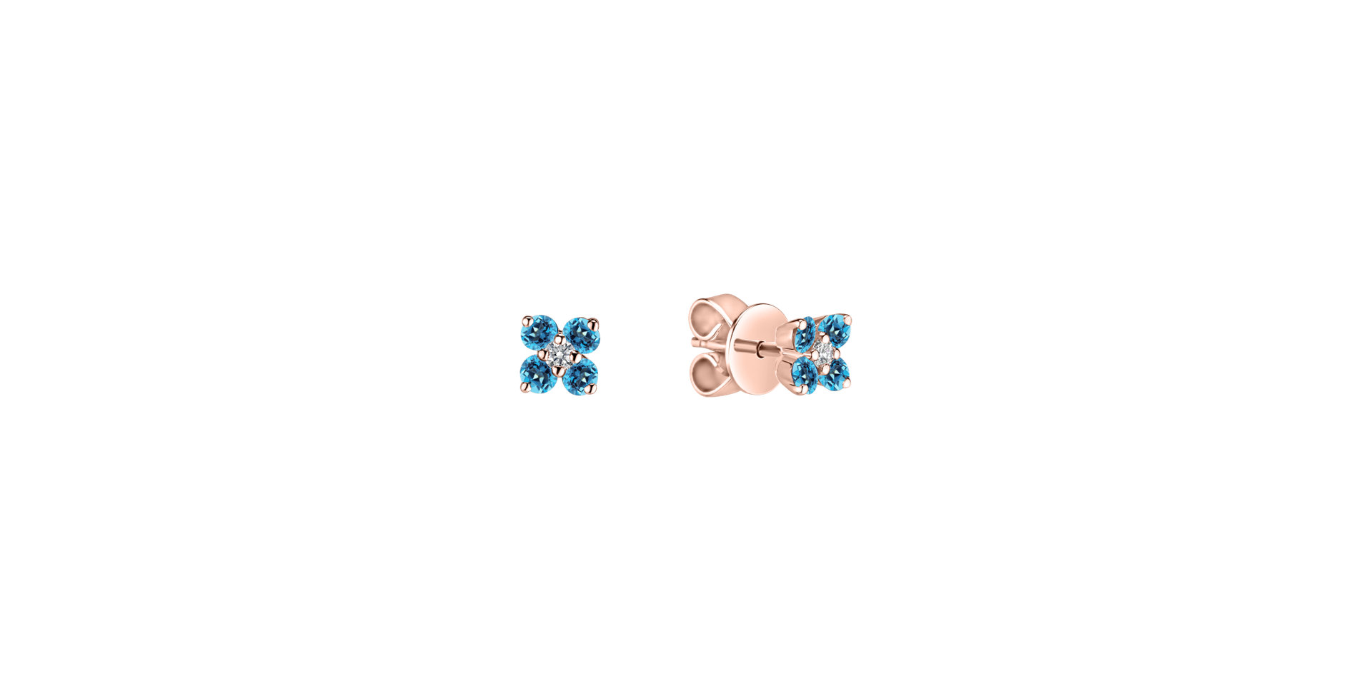 Náušnice s diamantem a topazy swiss Divine Bloom