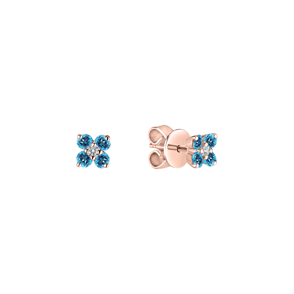 Náušnice s diamantem a topazy swiss Divine Bloom
