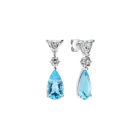 Náušnice s akvamarínem a diamanty Aquamarine Tears