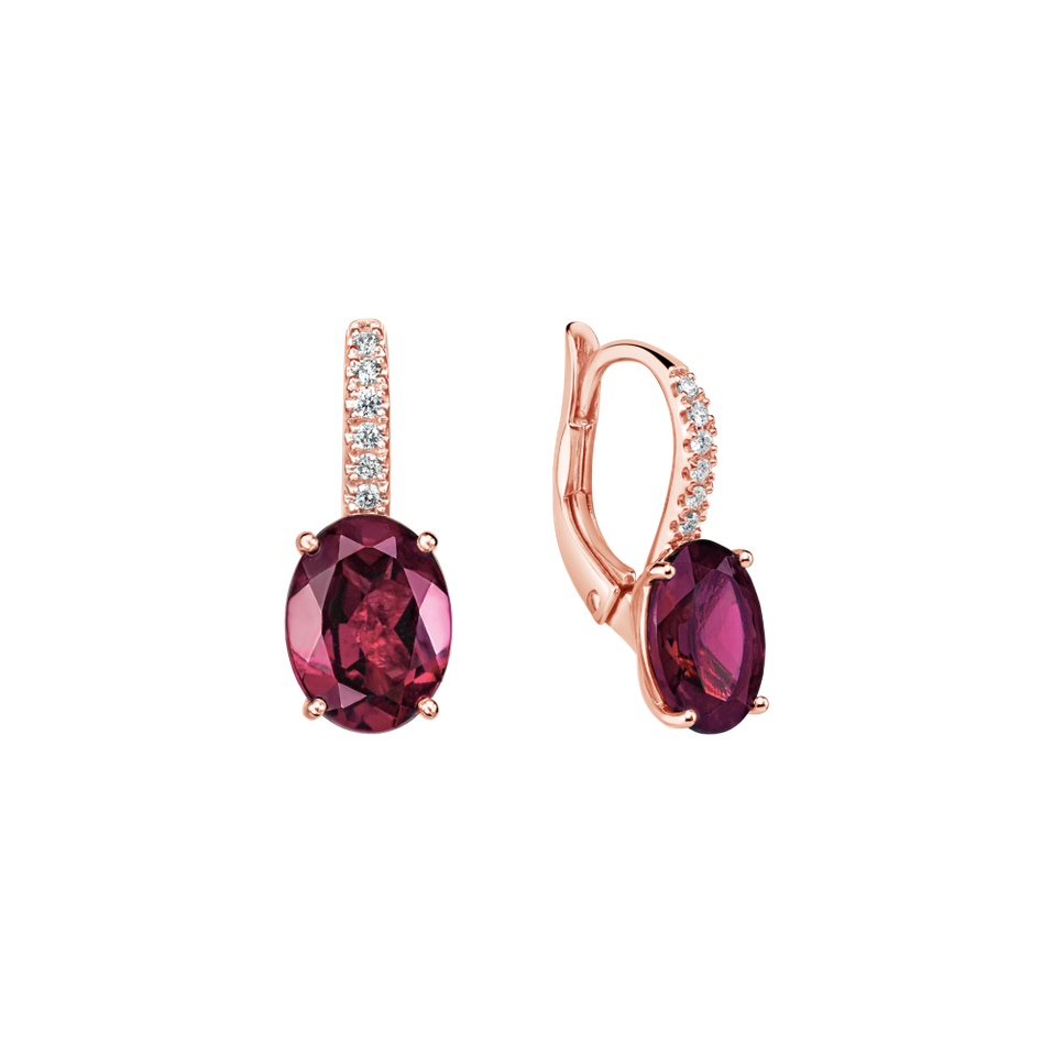 Náušnice s diamanty a rhodolitem Iris Elegance