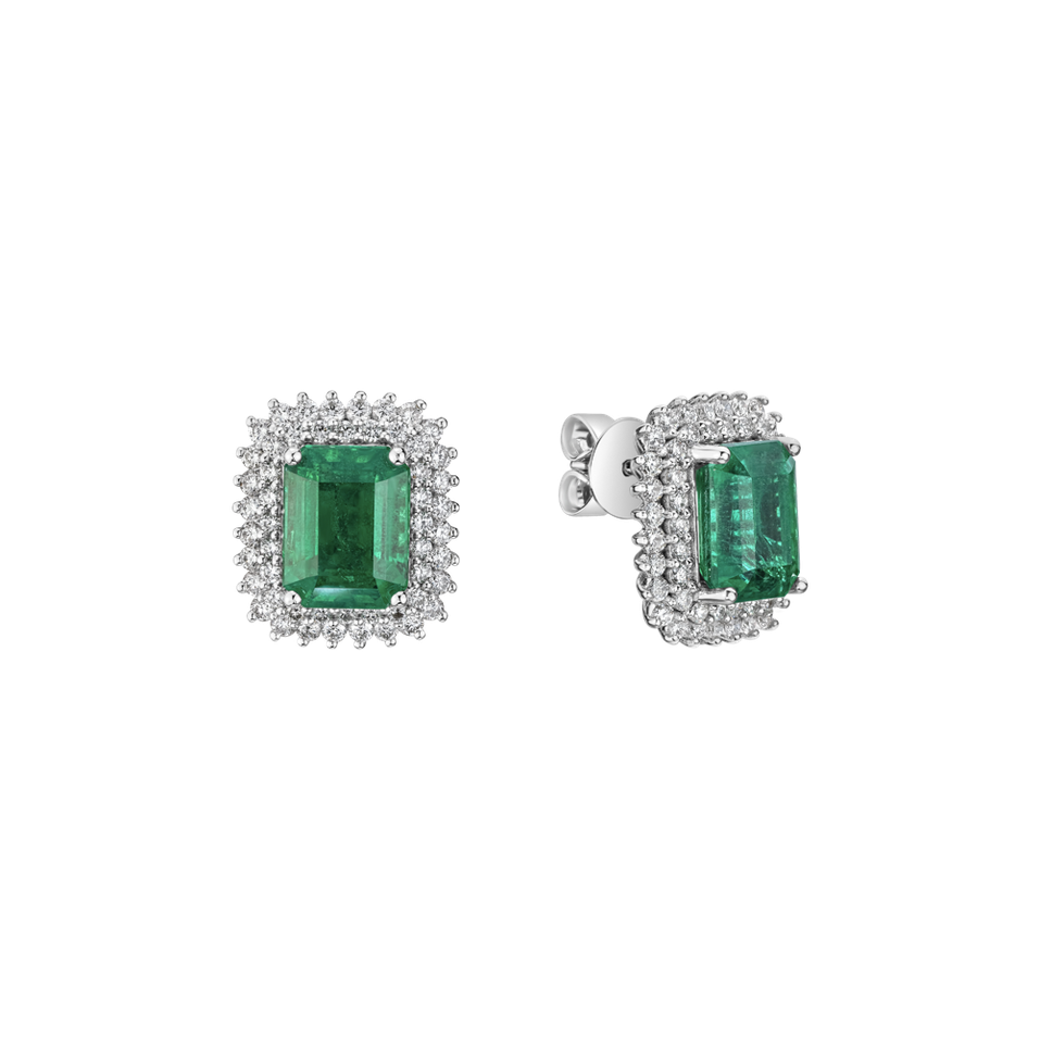 Náušnice s diamanty a smaragdem Sylmira