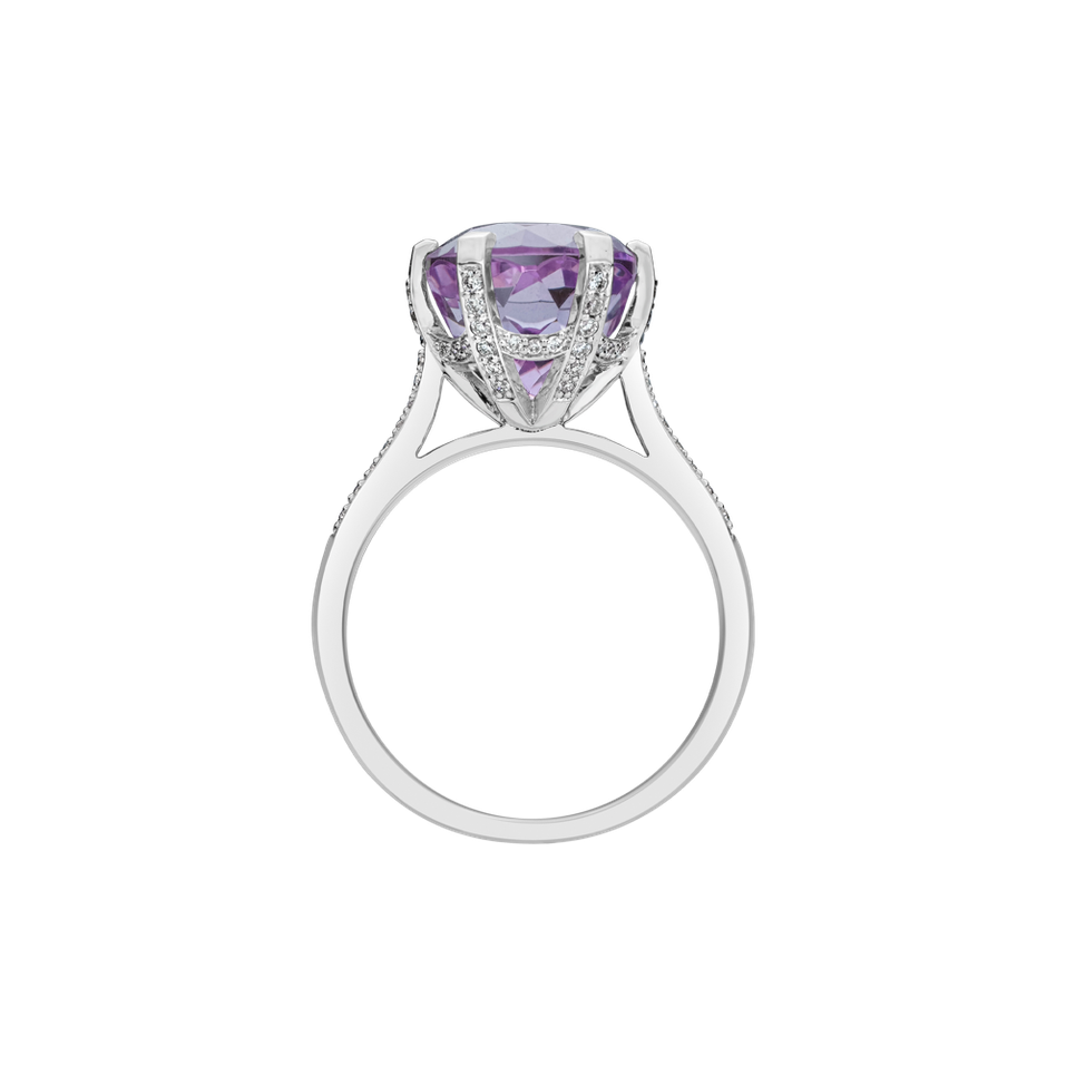 Prsten s diamanty a kunzitem Buddy