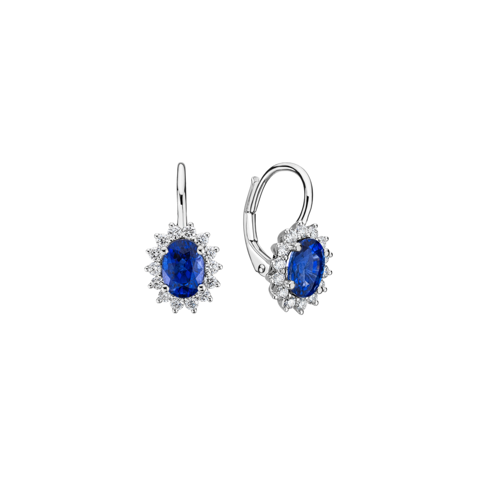 Náušnice s diamanty a safírem Princess Sparkle