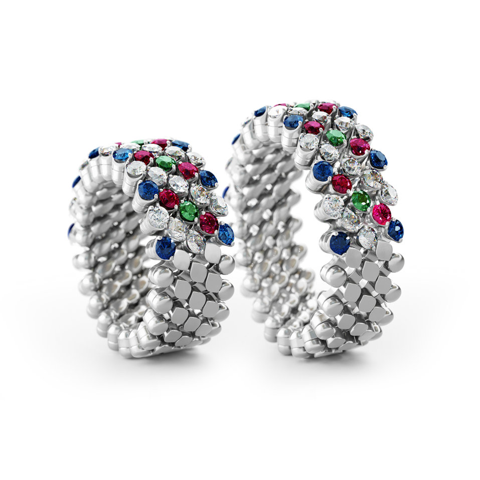 Prsten s diamanty a drahokamy Brevetto