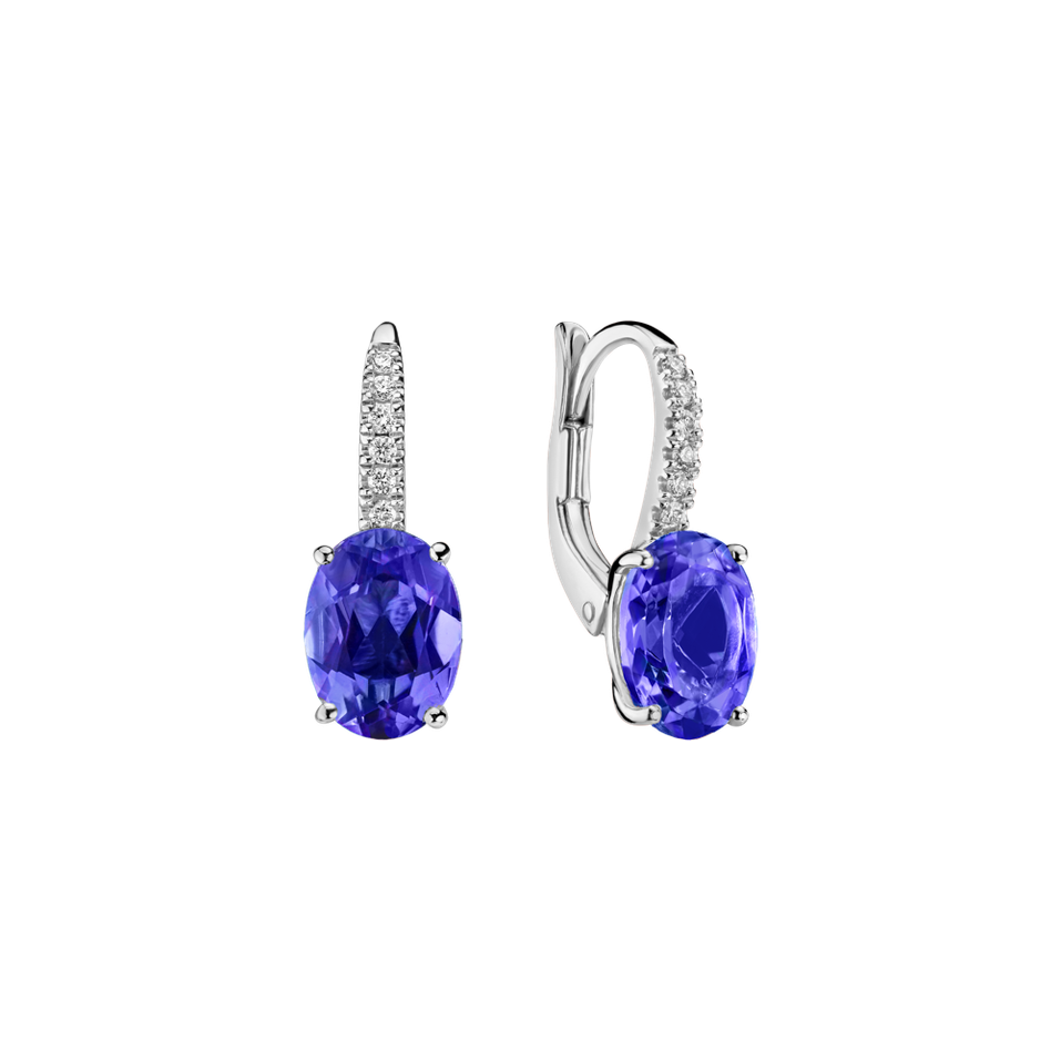 Náušnice s diamanty a tanzanitem Iris Elegance