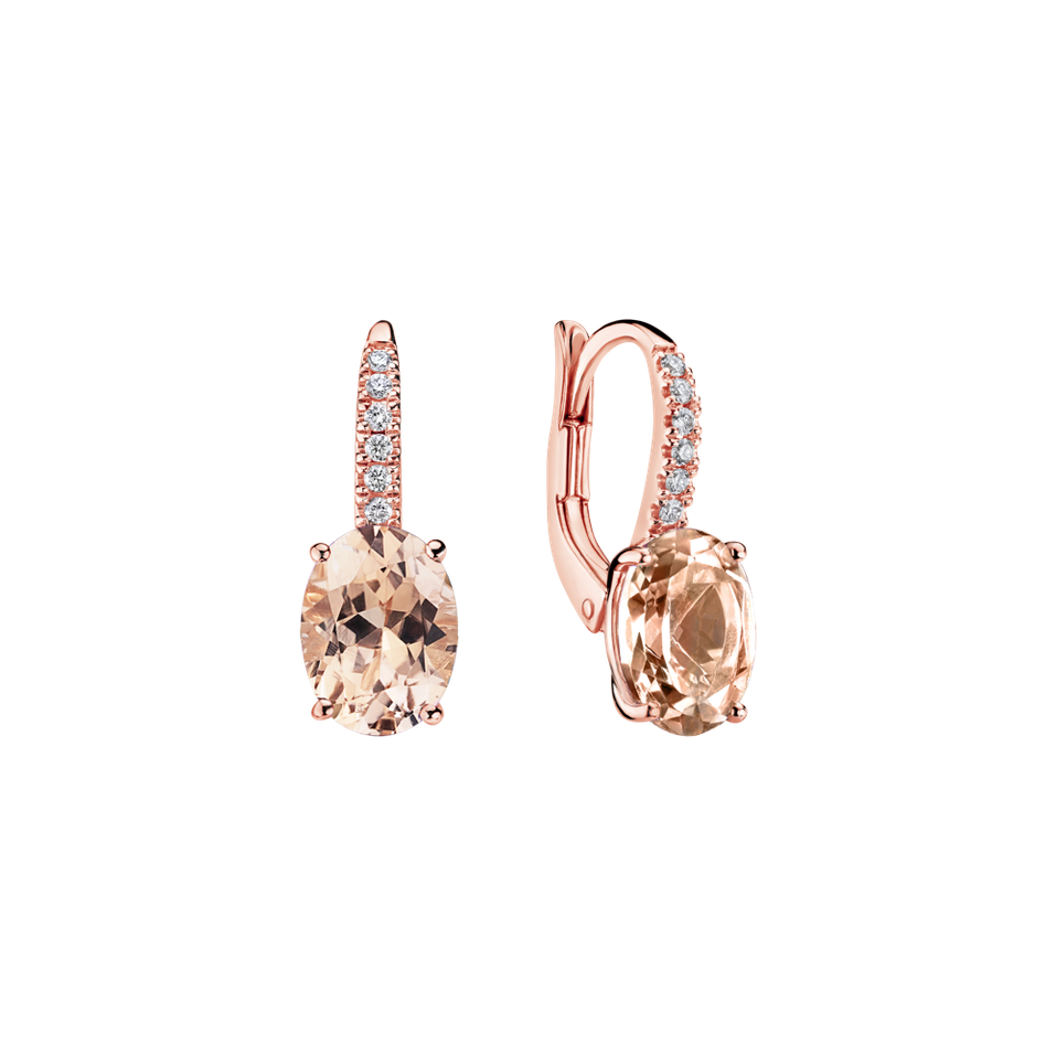 Náušnice s diamanty a morganitem Iris Elegance