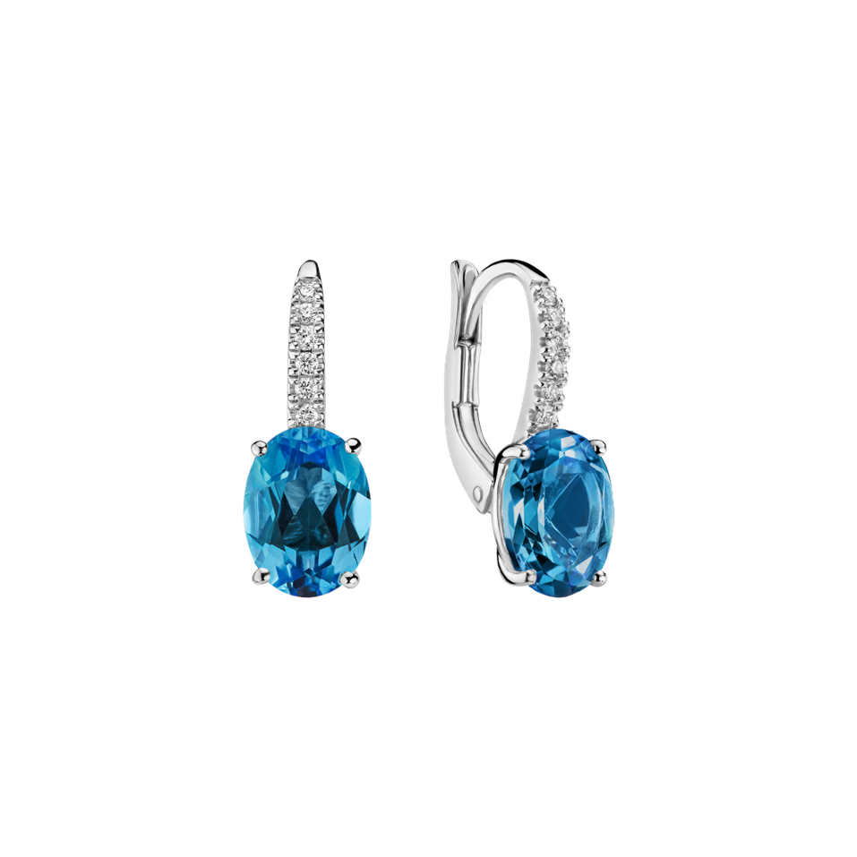 Náušnice s diamanty a topazem Niké Elegance