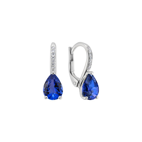 Náušnice s diamanty a tanzanitem Tearfall