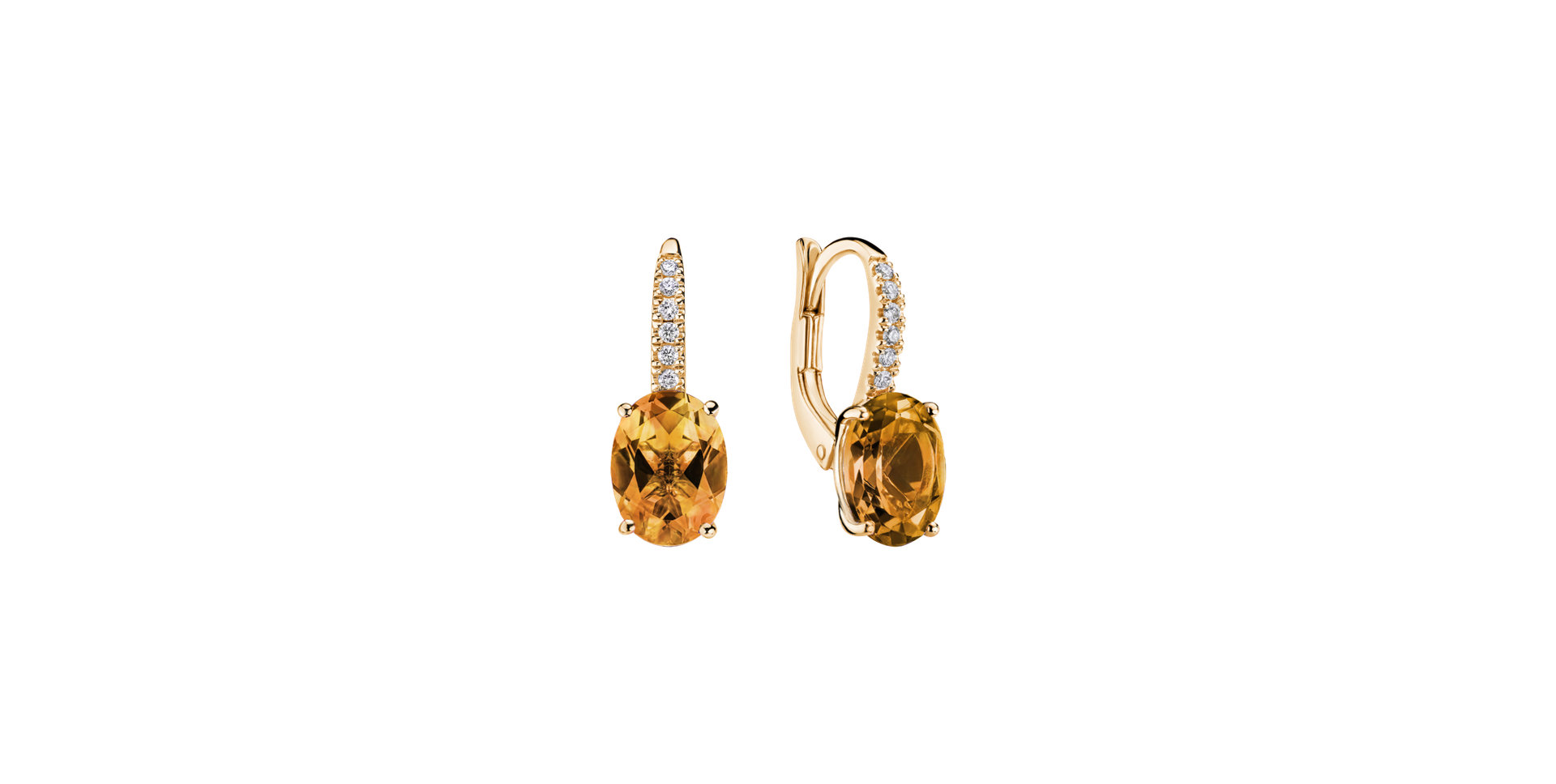 Náušnice s diamanty a citrínem Iris Elegance
