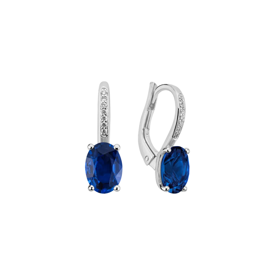 Náušnice s diamanty a safírem Lucrezia