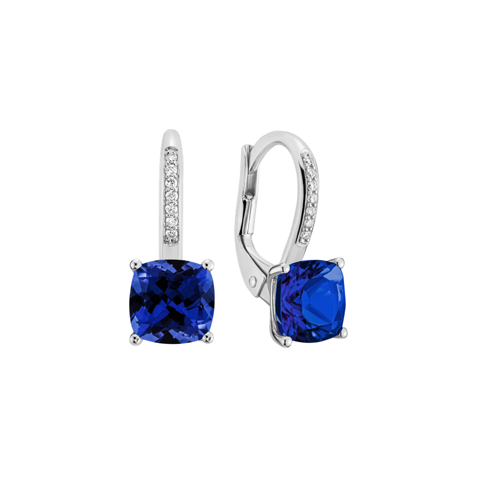Náušnice s diamanty a safírem Calliope