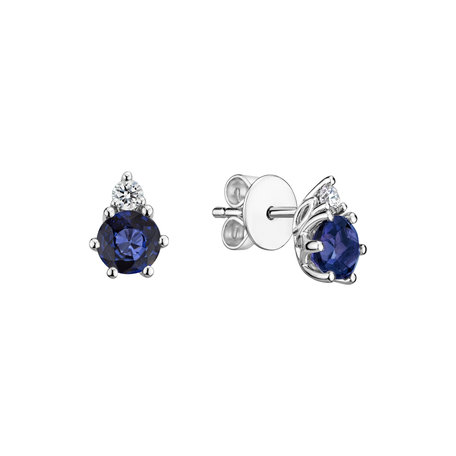 Náušnice s diamantem a safírem Midnight Serenity