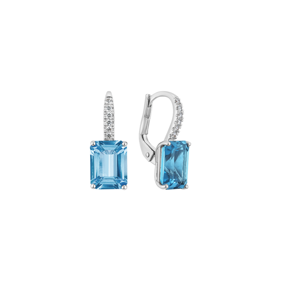 Náušnice s diamanty a topazem Mireth