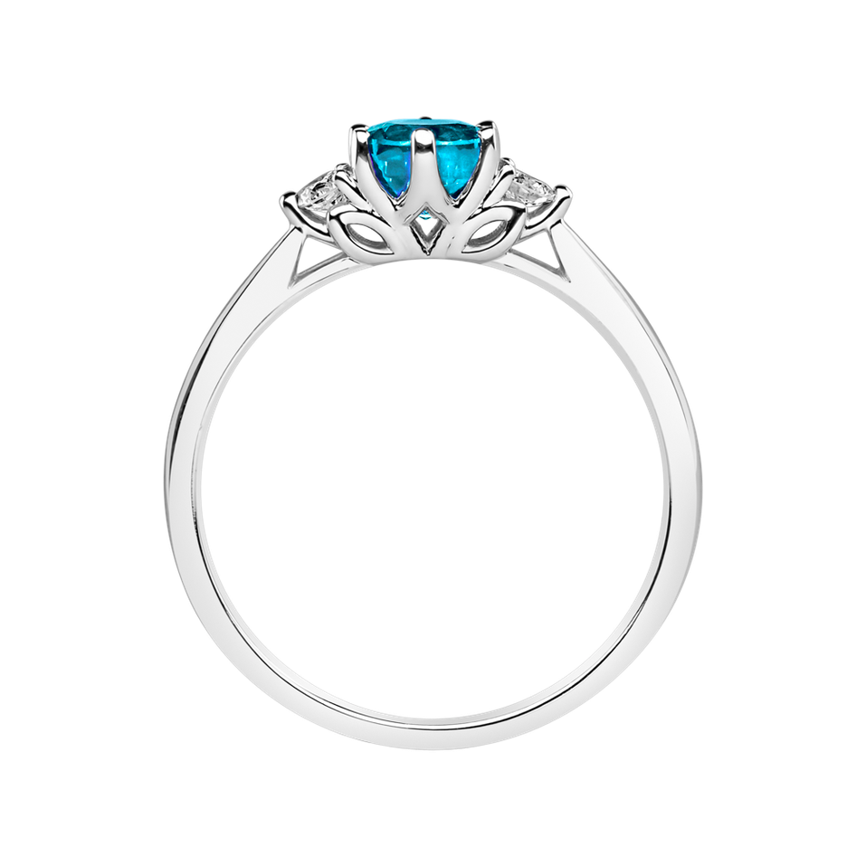 Prsten s diamanty a topazem Midnight Serenity