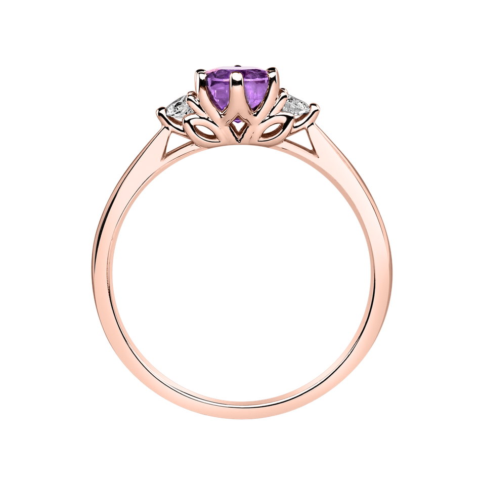 Prsten s diamanty a ametystem Midnight Serenity