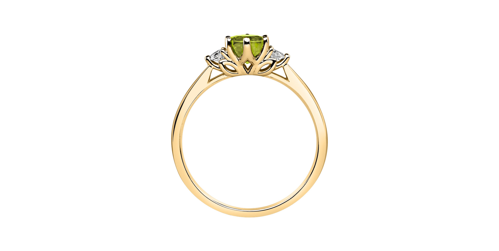 Prsten s diamanty a peridotem Midnight Serenity