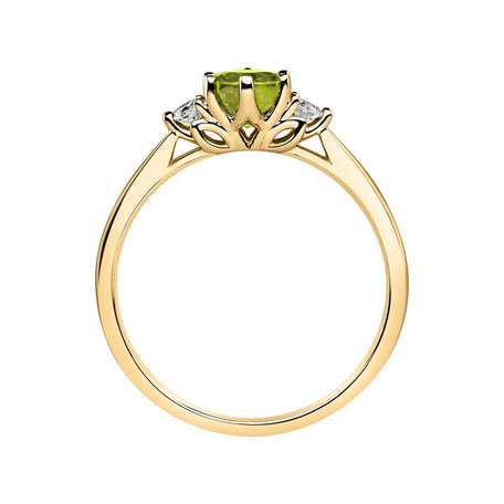 Prsten s diamanty a peridotem Midnight Serenity