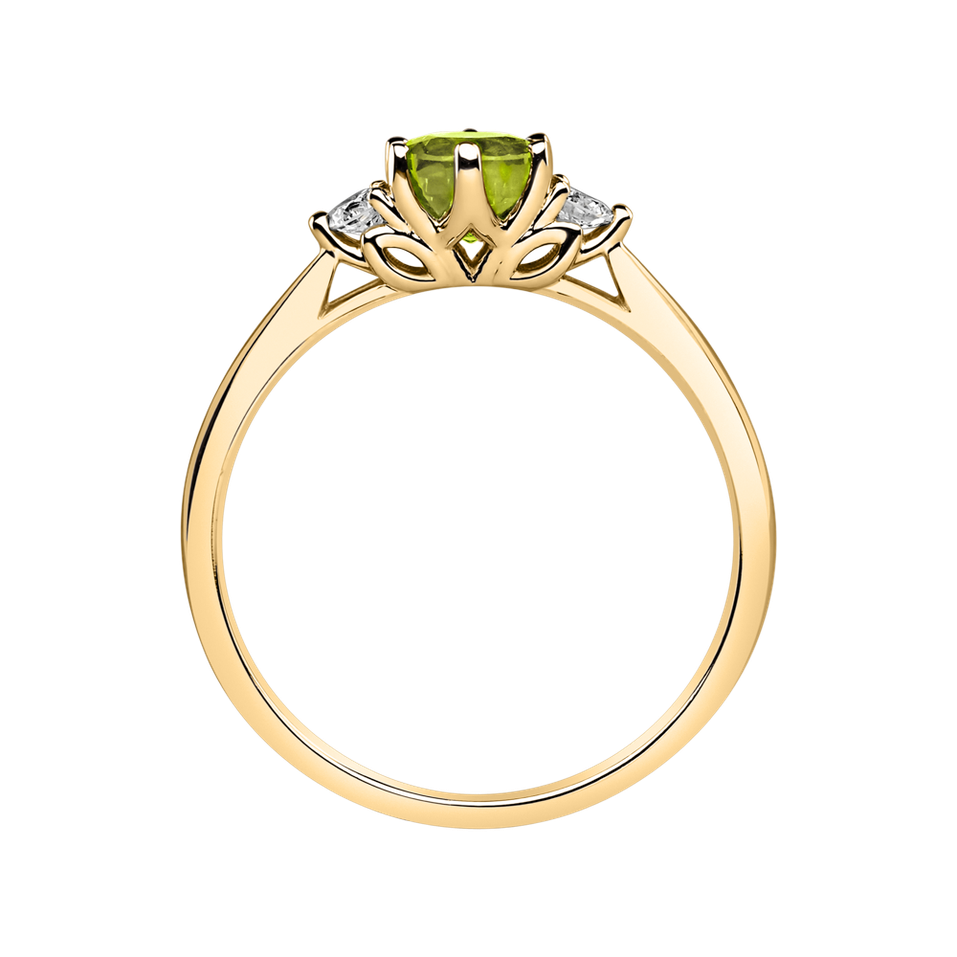 Prsten s diamanty a peridotem Midnight Serenity
