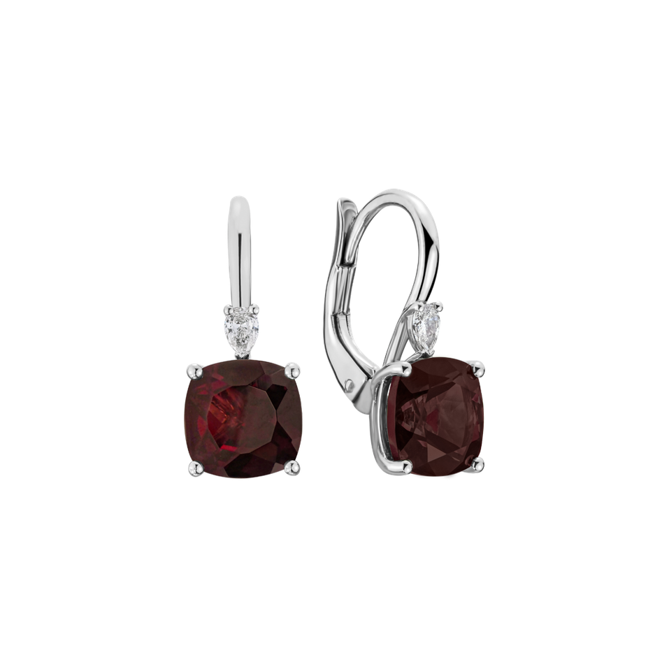 Náušnice s diamantem a rhodolitem Mirabel