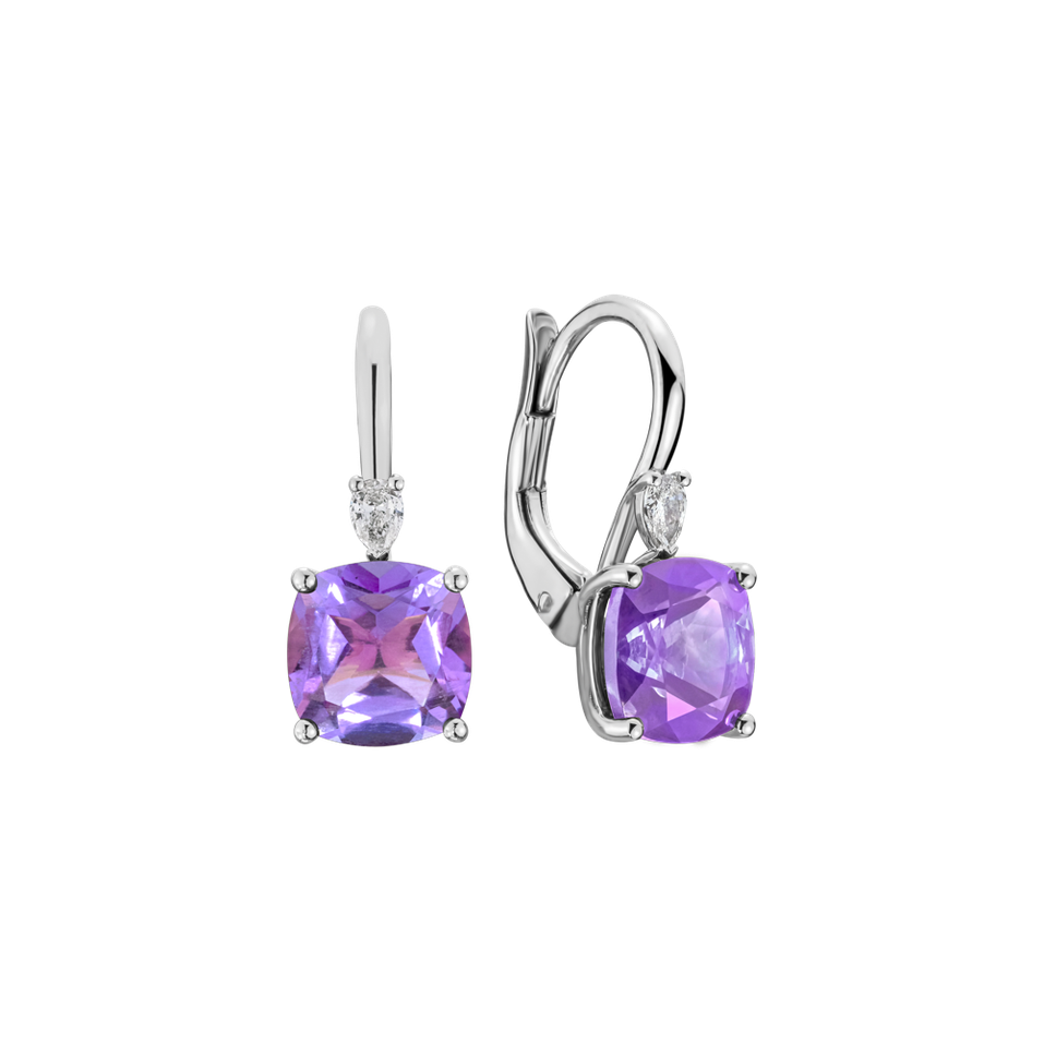 Náušnice s diamantem a ametystem Mirabel